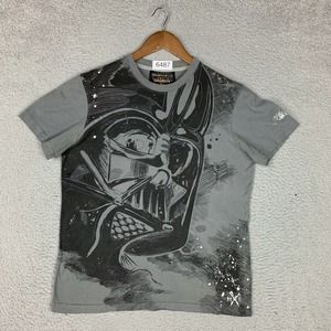 Marc Ecko Star Wars Shirt Mens Medium Gray 2008 Darth Vader Graphic FLAW